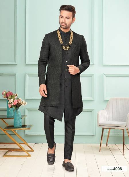 Dark Black Colour GS Fashion Function Wear Mens Designer Indo Western Exporters In India 4008