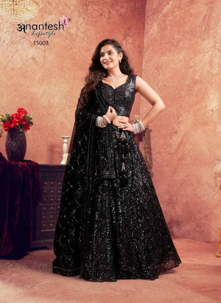 Dark Black Colour Women In Black By Anantesh Party Wear Lehenga Choli Orders In India 15003