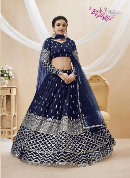 Dark Blue Colour Expression Vol 1 By Zeel Party Wear Lehenga Choli Catalog 307 Catalog