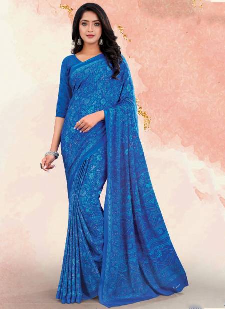 Dark Blue Colour Uniformity By Sushma Printed Sarees Catalog 2101 D