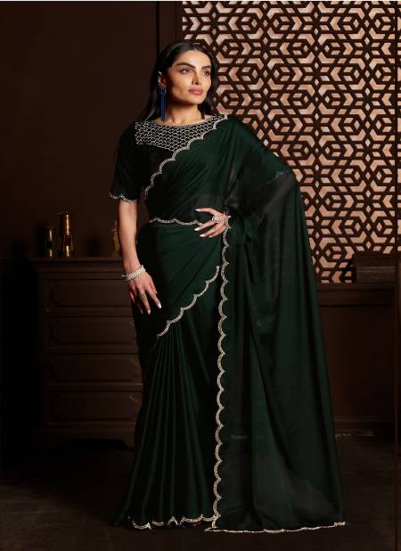 Dark Bottle Green Colour Rajpari By Nari Fashion Party Wear Saree Catalog 7008