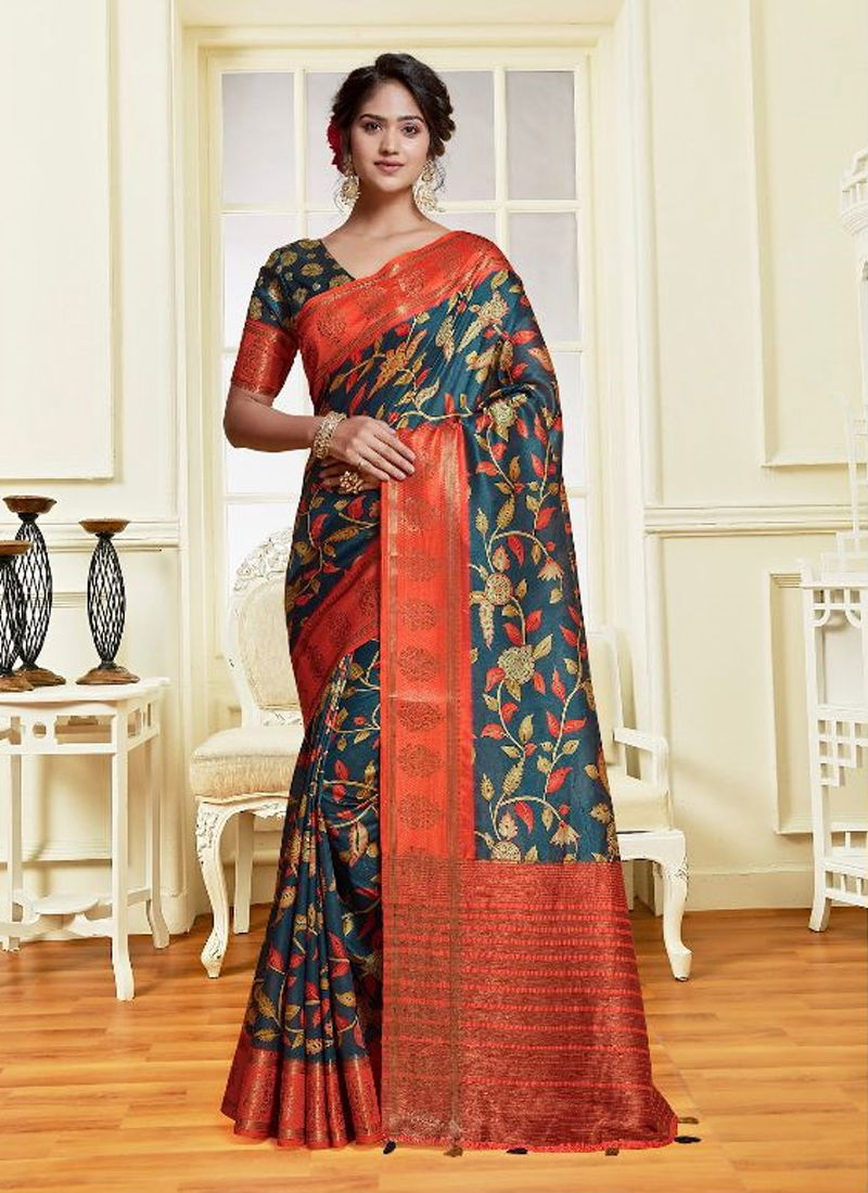 Dark Green And Orange Colour Charming Digital Vol 2 By Mintorsi Printed Sarees Catalog 2118