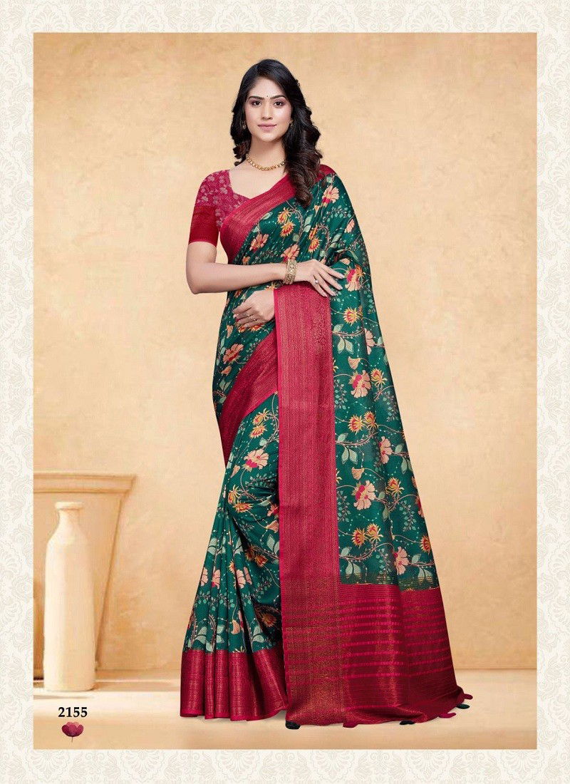 Dark Green And Red Colour Devsena Digital By Mintorsi Printed Saree Catalog 2155