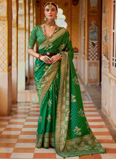 Dark Green Banarasi Vol 2 Wholesale Designer Printed Saree Catalog R 474 B