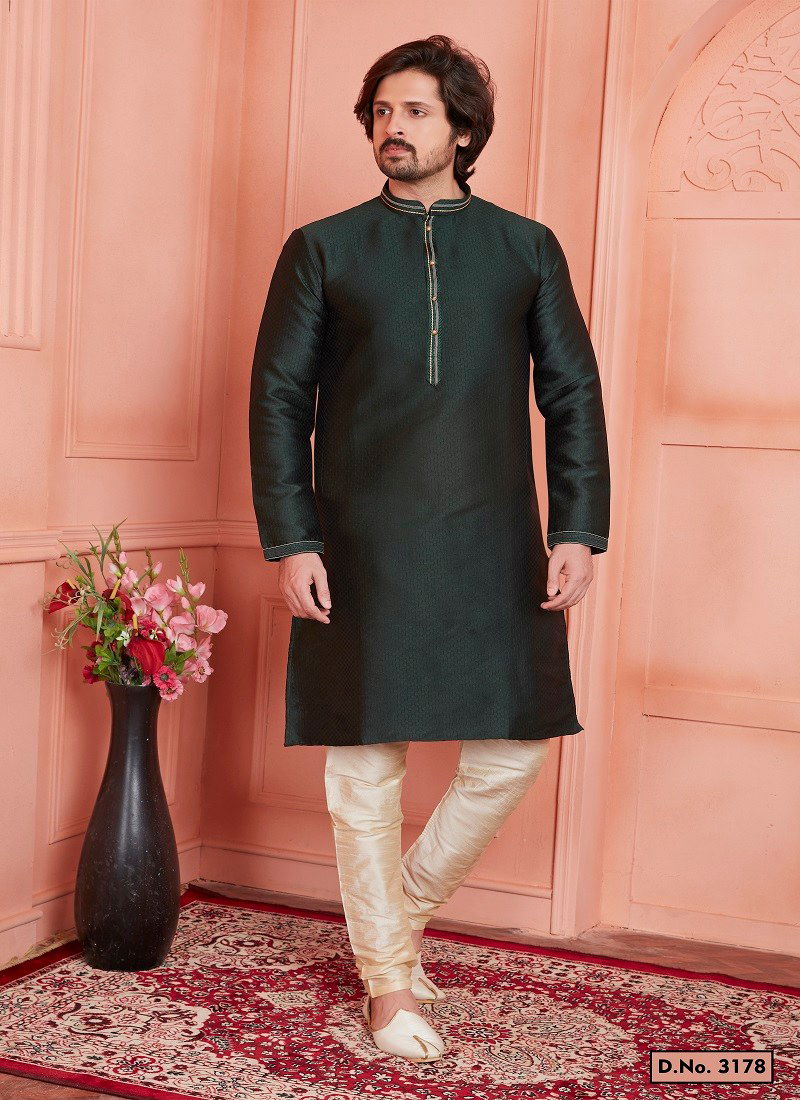 Dark Green Colour 1658 Function Wear Mens Indo Western Surat Wholesale Online 3178