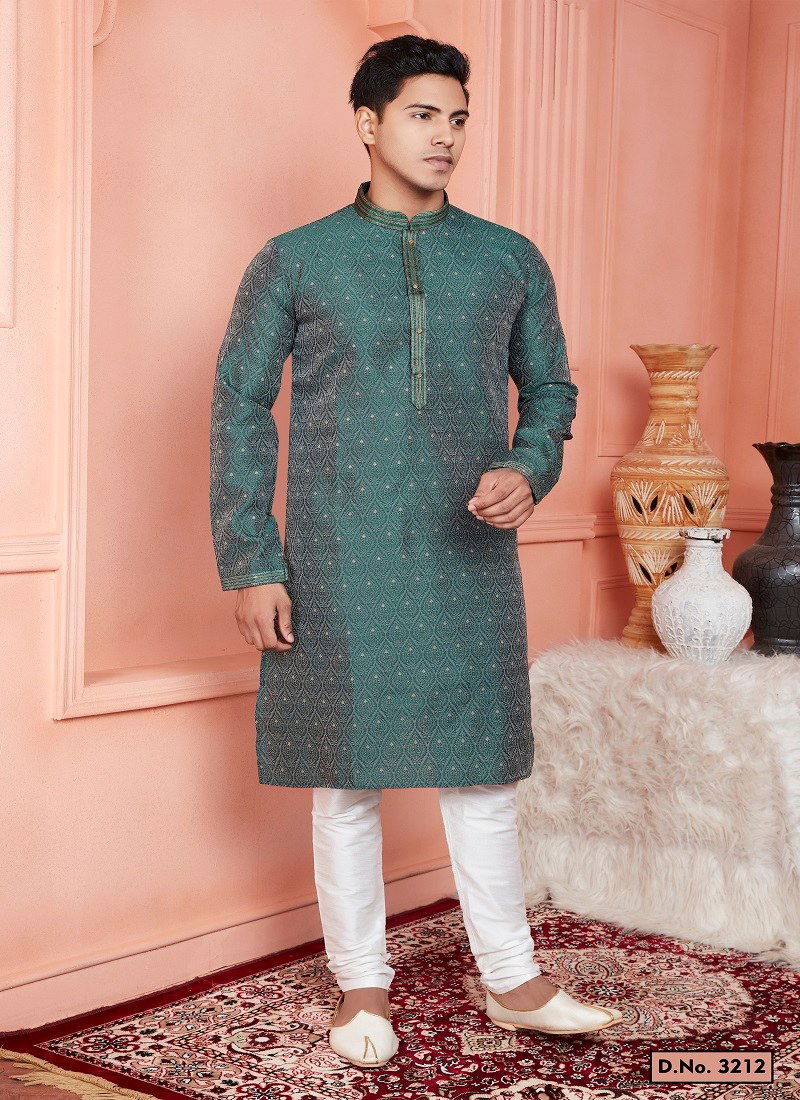 Dark Green Colour 1659 Function Wear Mens Indo Western Surat Wholesale Market 3212