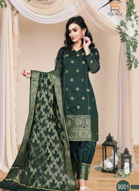 Dark Green Colour Ikaaya Ethnic Wear Wholesale Designer Salwar Suits Catalog 9001