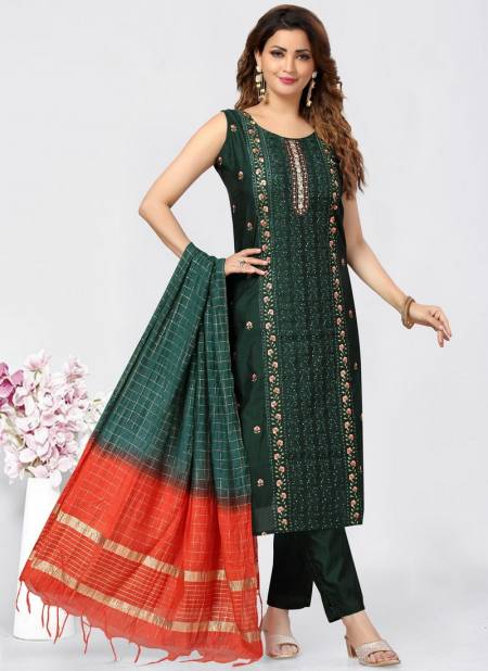 Dark Green Colour Ikaaya Readymade Wholesale Designer Salwar Suits Catalog 901 A