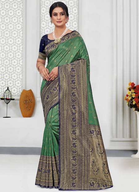 Dark Green Colour Kamini Silk Wedding Wear Wholesale Silk Sarees 3824