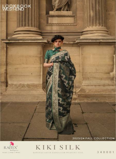 Dark Green Colour Kiki Silk By Rajtex Satin Silk Designer Saree Catalog 340001