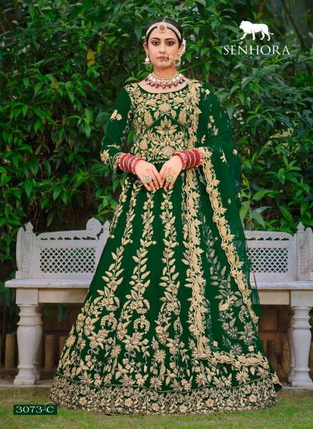 Dark Green Colour Latika By Senhora Velvet With Dori Work Function Wear Designer Lehenga Choli Catalog 3073 C