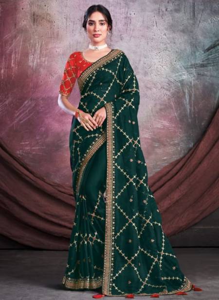 Dark Green Colour Mohmanthan Sarisha Mahotsav Wholesale Party Wear Sarees Catalog 22724