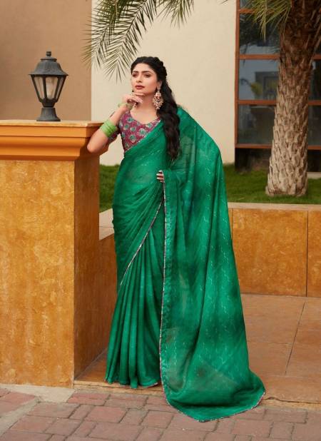 Dark Green Colour Oliva By Stavan 3D Shaded Chiffon Embroidery Saree Wholesale Online 108