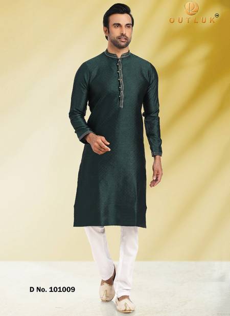 Dark Green Colour Outluk 101 Wholesale Ethnic Wear Kurta Pajama Catalog 101009