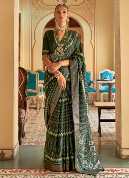 Dark Green Colour Saptapadi Ethnic Wear Smooth Patola Wholesale Saree Collection R 526 F