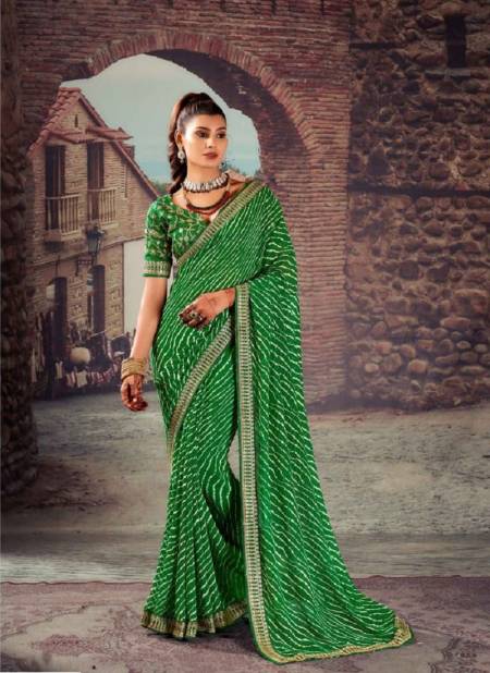 Dark Green Colour Siya By Mahamani Creation Georgette With Heavy Border Saree Catalog 1007