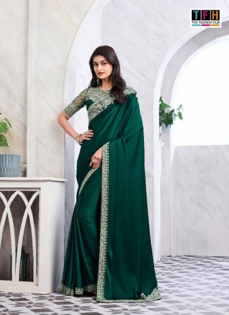 Dark Green Colour Silver Screen Vol 19 By Tfh Heavy Designer Party Wear Sarees Wholesale Suppliers In India 29014