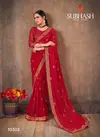 Dark Green Subhash Georgette Foil Work Saree with Brocade Blouse Designer Rich Look Wedding Wear and Party Wear Saree 10303