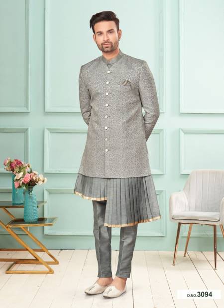 Dark Grey Colour GS Fashion Function Wear Mens Designer Indo Western Exporters In India 3094