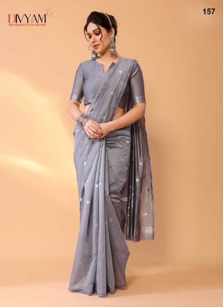 Dark Grey Colour Priti By Divyam Chanderi Silk Designer Saree Wholesale Clothing Suppliers In India 157