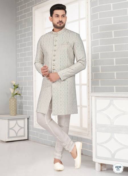Dark Grey Coloure Wedding Wears Art Embroidered Slik Kurta Pajama Suppliers In Mumbai 2230
