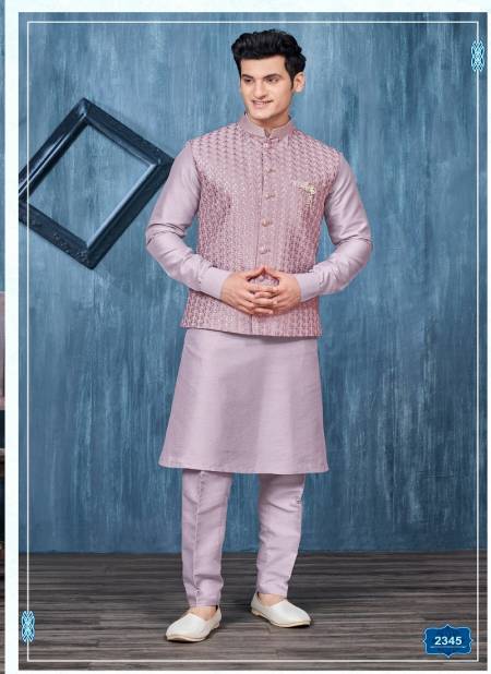 Dark Lavender Colour Function Wear Mens Modi Jacket Kurta Pajama Wholesale Market In Surat With Price 2345