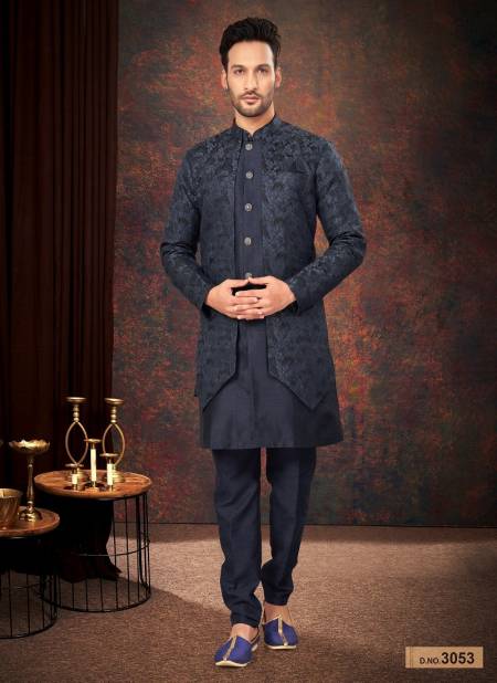 Dark Navy Blue Colour GS Fashion Function Wear Mens Desginer Indo Western Wholesalers In Delhi 3053