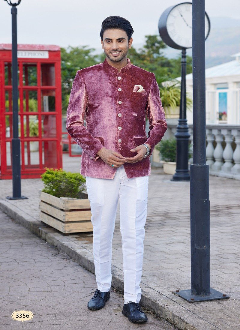 Dark Onion Colour 3351 To 3359 Function Wear Valvet Mens Jodhpuri Suit Suppliers In India 3356