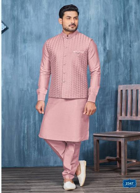 Dark Onion Colour Function Wear Mens Modi Jacket Kurta Pajama Wholesale Market In Surat With Price 2347