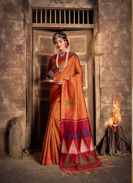 Dark Orange Colour Mayur By Fashion Lab Silk Saree Catalog 107
