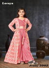 Dark Peach Colour Jenny Vol 5 By Lucaya 5001 To 5004 Kids Wear Printed Heavy Rayon Girls Gown Wholesale Market In Surat 5005