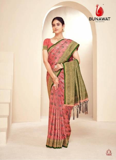Dark Peach Colour Majesrik Silk By Bunawat Printed Paithani Silk Saree Wholesale Clothing Distributors In India 1005