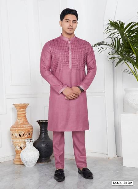 Dark Pink Colour Function Mens Wear Pintux Designer Kurta Pajama Wholesale Price In Surat 3139