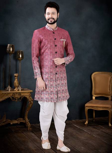 Dark Pink Colour Function Wear Mens Wholesale Indo Western 1701