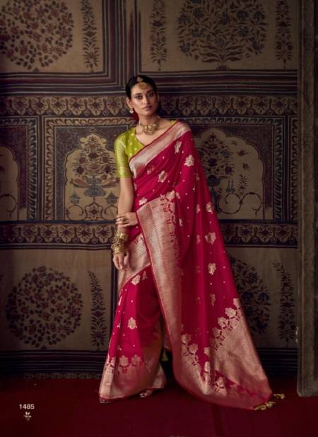 Dark Pink Colour Roop Kala By Kimora Crepe Georgette Wedding Wear Designer Saree Catalog 1485