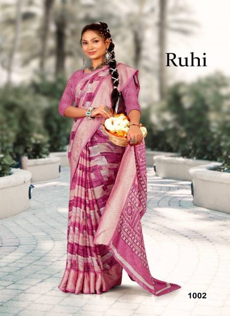 Dark Pink Colour Ruhi By Mahamani 1001 TO 1006 Series Heavy moss Wear Sarees Wholesale Market In Surat 1002