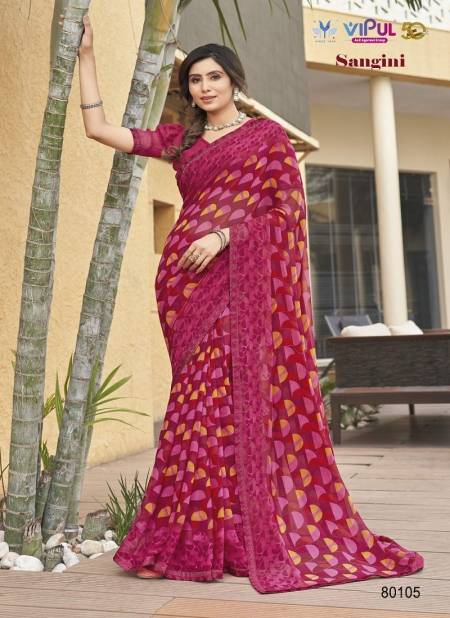 Dark Pink Colour Sangini By Vipul Georgette Printed Daily Wear Sarees Wholesale Online 80105