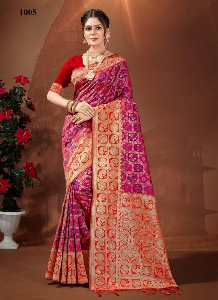 Dark Pink Colour Vishwa By Sangam Wedding Saree Catalog 1005