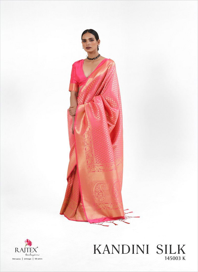 Dark Pink Kandini Silk By Rajtex Handloom Weaving Saree Wholesale Shop In Surat 145003 K