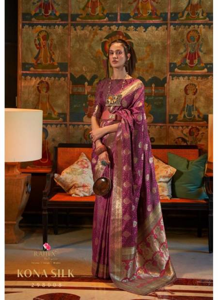 Dark Pink Kona Silk By Rajtex Wedding Saree Catalog 298008