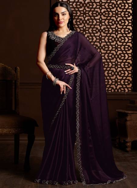 Dark Purple Colour Rajpari By Nari Fashion Party Wear Saree Catalog 7014