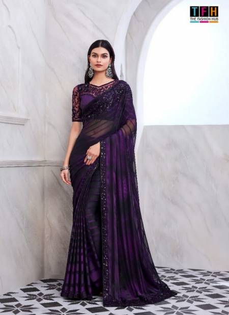 Dark Purple Colour Silver Screen Vol 19 By Tfh Heavy Designer Party Wear Sarees Wholesale Suppliers In India 29012