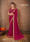 Dark Rani Subhash Georgette Foil Work Saree with Dupian Embroider Work Blouse Designer Rich Look Wedding Wear and Party Wear Saree 10306