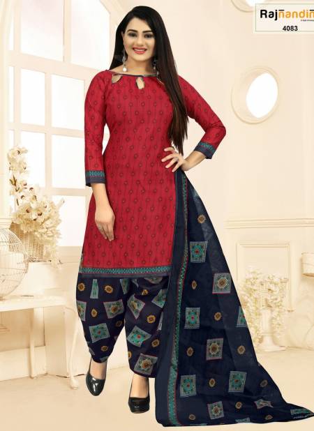 Dark Red And Dark Blue Colour Anamika Cotton Dress Material Catalog 4083