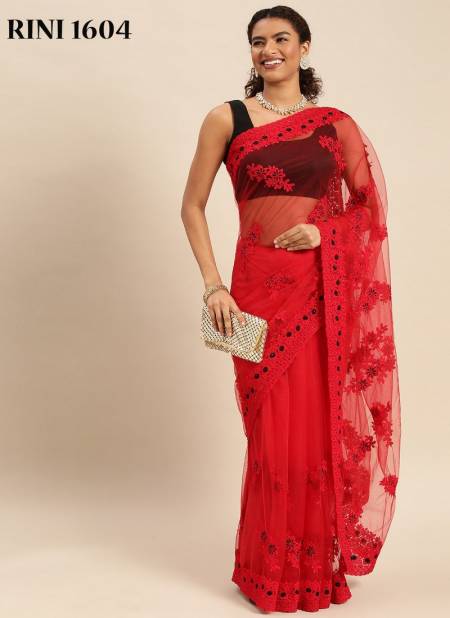 Dark Red Colour Rini By Fashion Lab Party Wear Saree Catalog 1604