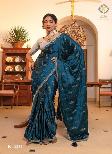 Dark Teal Blue Colour Kamaya Vol 2 By Kira Wedding Wear Sarees Wholesale Suppliers In India K-2111
