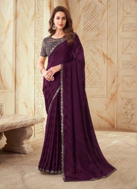 Dark Wine Colour Salsa Style 2nd Edition By TFH Party Wear Sarees Catalog 7513