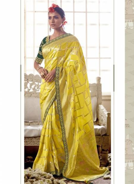 Dark Yellow Colour Meenakari Wholesale Ethnic Wear Silk Saree Catalog 152