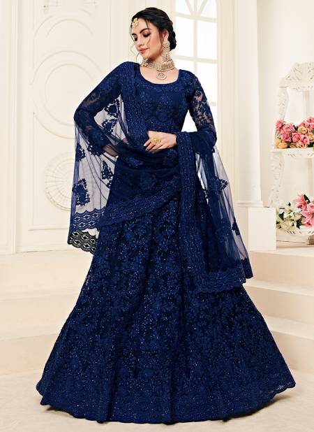 Blue Alizeh Wedding Wear Soft Net Designer Heavy Embroidery Work Party Wear and Bridal Lehenga Choli 1003C Catalog