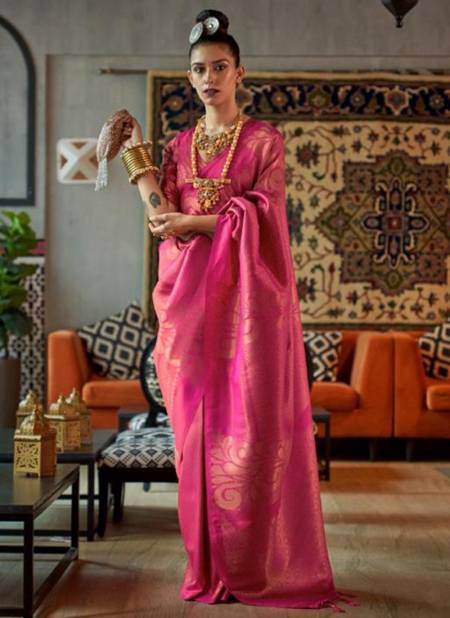 Deep Pink Colour Kanmani Silk Designer Wholesale Wedding Wear Sarees 2010